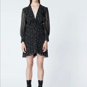 The Kooples Black Short Pleated Dress With Star